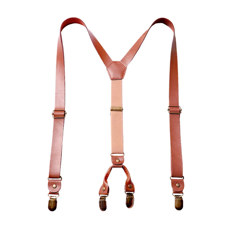 British Suspenders Unisex Y-shaped Straps Strong Metal Clips Retro Non-slip High Elastic Adjustable Trousers Braces Pants Holder