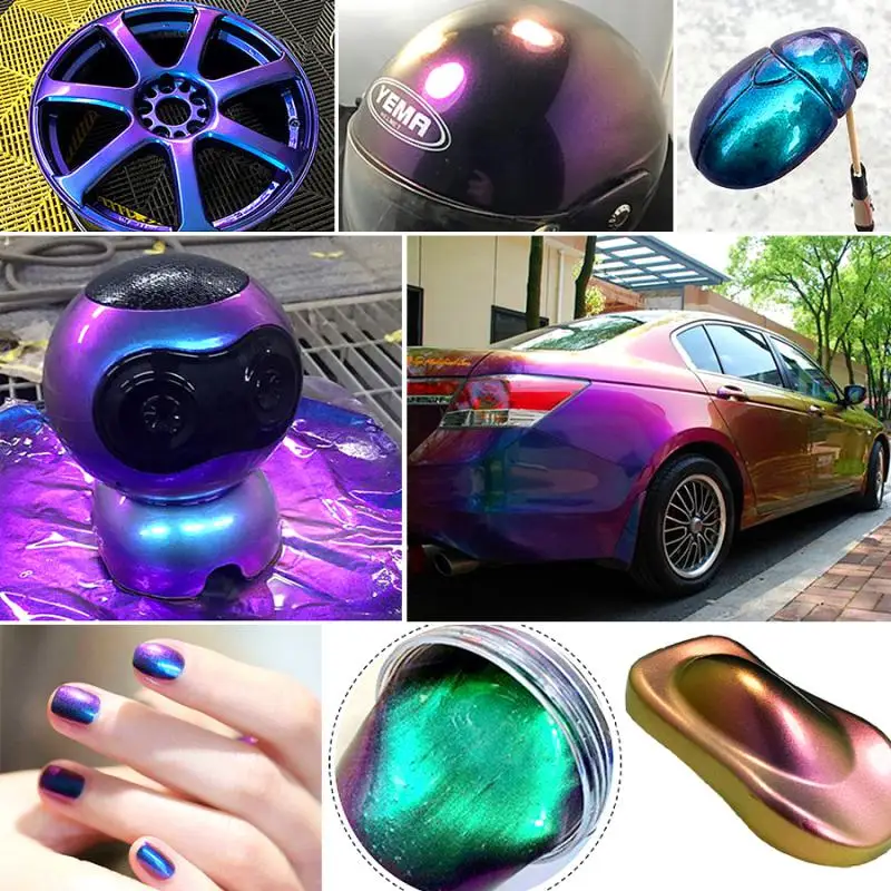 Car Chameleon Coating Pigments Paint Powder Mirror Discolored Pearlescent Arts Auto Decoration Bike Motorcycle Accessories