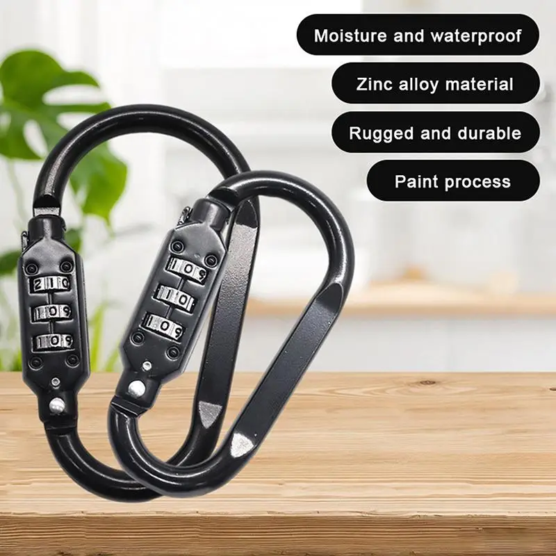 Aluminum Alloy Combination Lock Padlock Buckle Gourd Shape Waterproof Anti Theft Hook for Helmet Basket Luggage Security