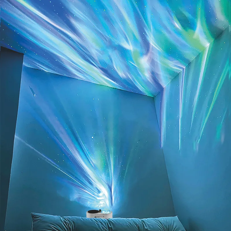 Vinyl Bluetooth Speaker with Rotating Aurora Light Water Ripple Projection Ambient Lamp USB Powered Bedroom Bedside Starry