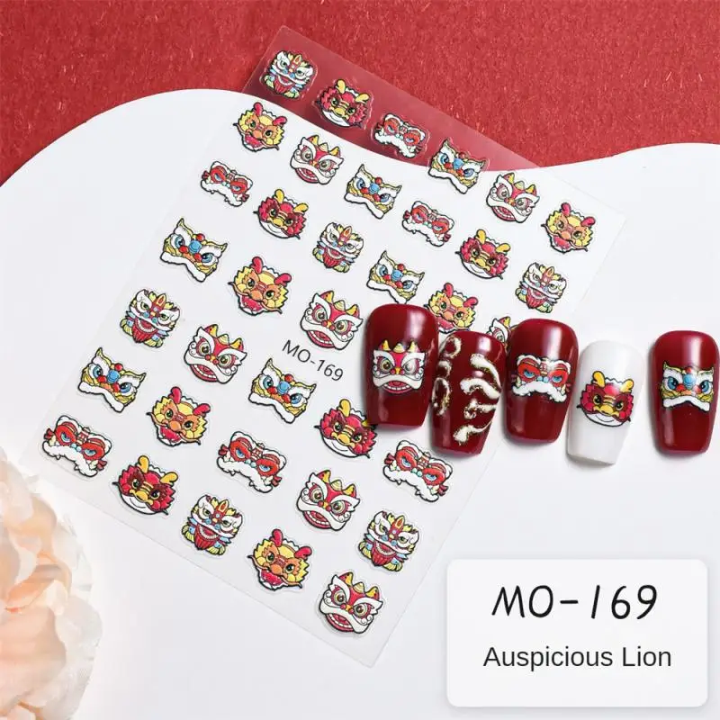 2/4/6PCS Cute Nail Art Sticker Easy To Apply And Remove Retro Festive Demand 5d Popular