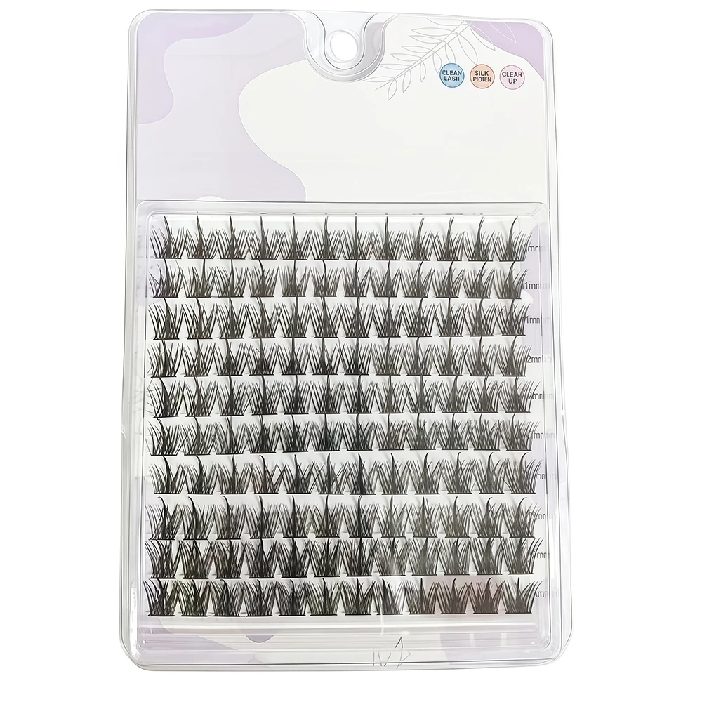 Ciglia finte con punta a torre da 10 pezzi, orecchie di grano, volume segmentato, estensione automatica