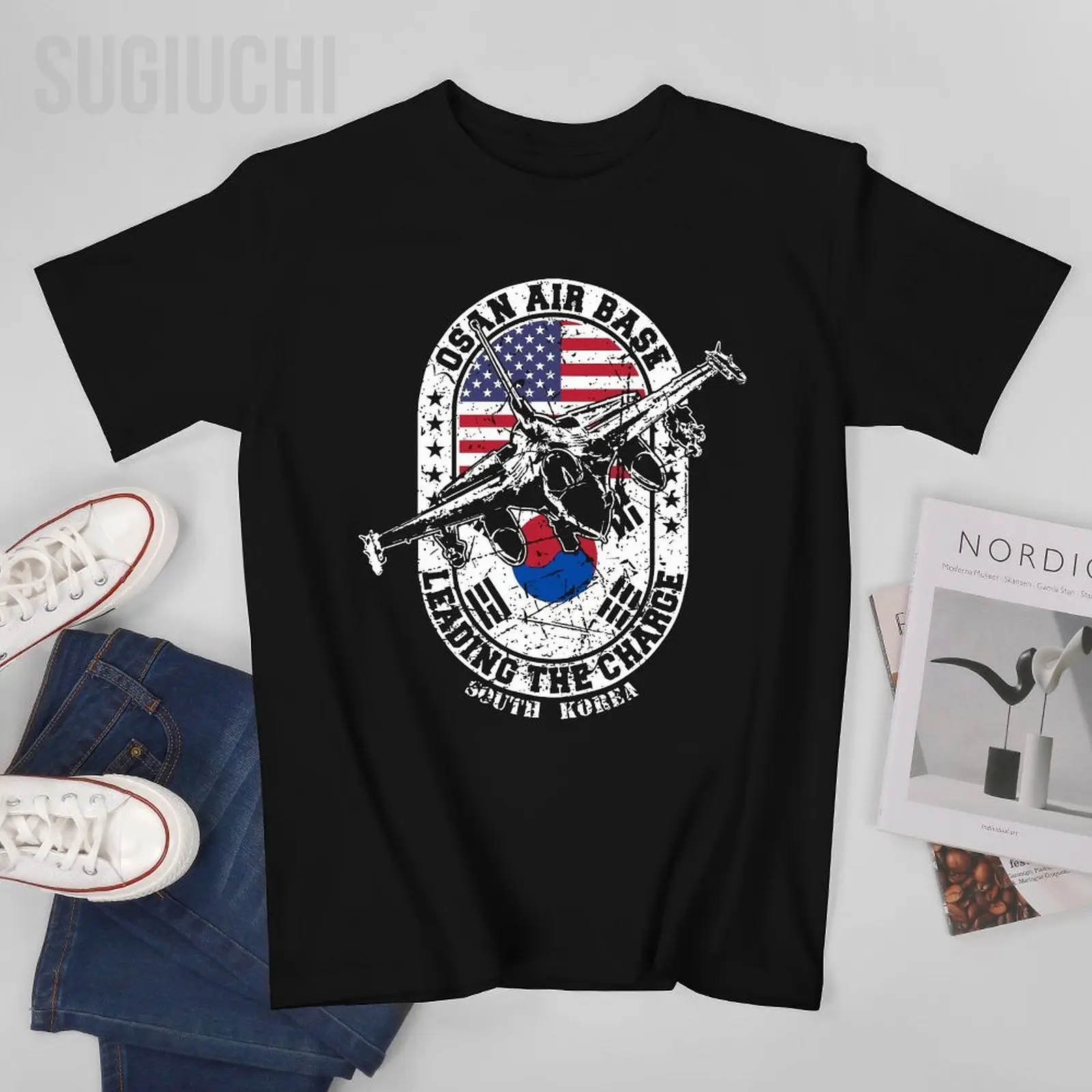 Men South Korea warplane Tshirt Tees O-neck T Shirts Women Boys 100% Cotton Short T-Shirt Unisex Nation All Seasons