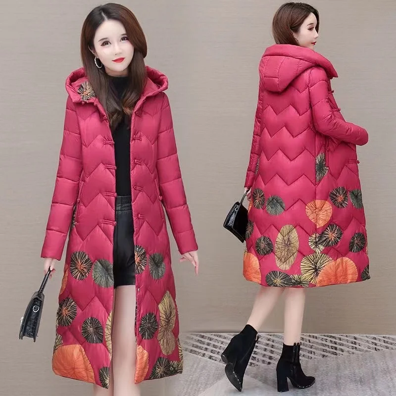 

2024 New Winter Women's Parkas Loose Long Glossy Down Cotton Jackets Female Cotton Padded Parka Outwear Overcoat Ladies