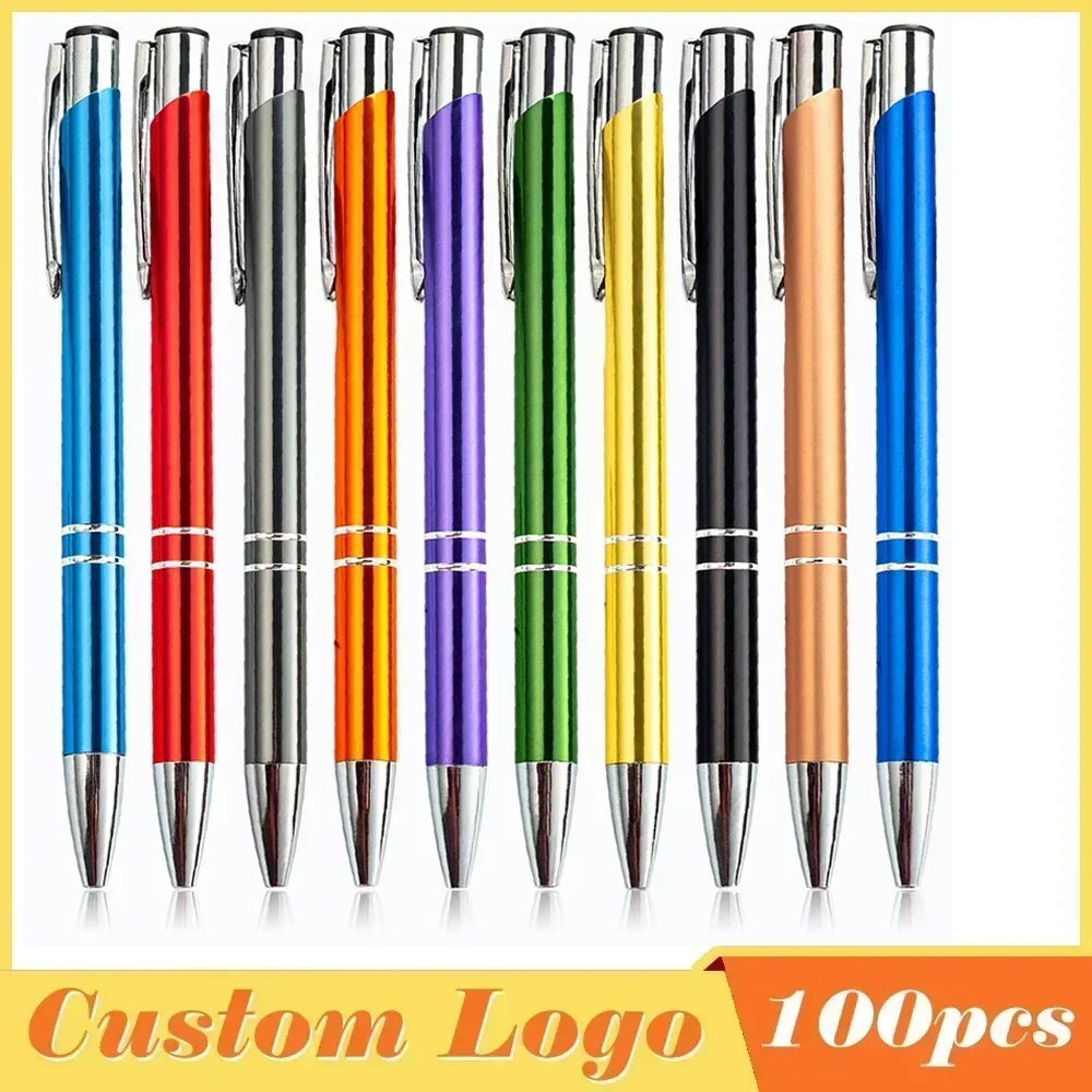 100pcs/lot Hot Sell Custom Ballopint Pen Metal Ball Pen Support Print Logo Advertising Wholesale Personalized Pen Advertising