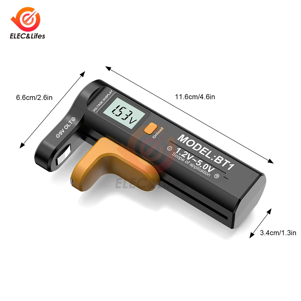 Battery Tester Universal Digital LCD Tester AAA 9V 1.2V-5.0V 1.5V Button Cell Voltage Battery Voltage Tester