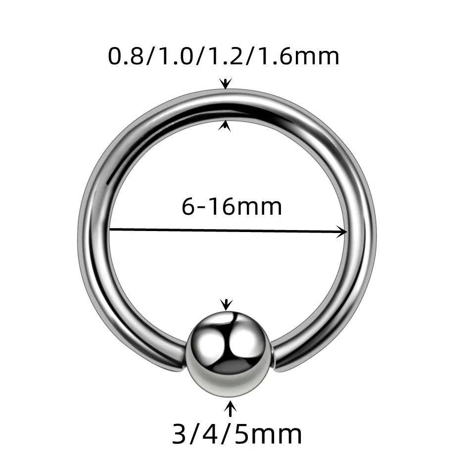 10PC Titanium Captive Bead Ring 20G 14G Ball Closure Ring Septum Piercing Nose Ring Women Ear Cartilage Tragus Piercing Jewelry