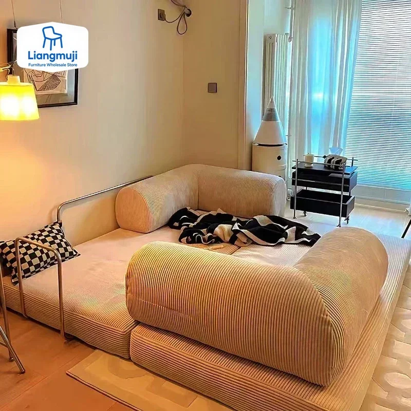 Compressed Sofa, Italian Minimalist Retro High-end Corduroy Living Room Sofa, Sofa Bed, Foldable, Washable, Customizable