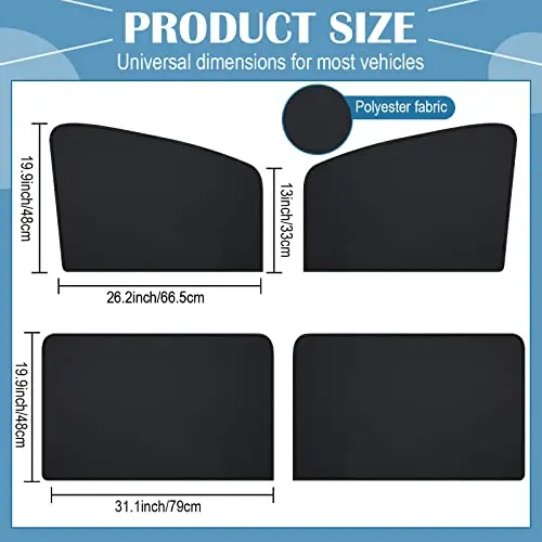 

4pcs Universal Magnetic Car Window Sunshades Blackout Privacy Covers For Adult Use