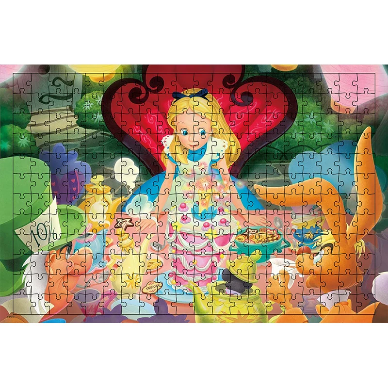 Puzzles Alice In Wonderland Disney Cartoon 300PCS Jigsaw Puzzle Game For Girl Toys Anime Stills For Girl Room Desk Collection