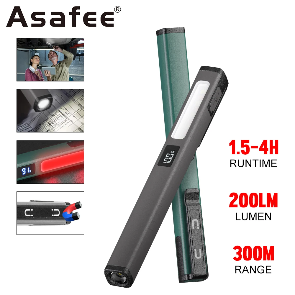 

Asafee W08 Work Pen Flashlight Outdoor Rescue Red Side Floodlight Portable Strong Light Rechargeable Lamp Waterproof Work Light