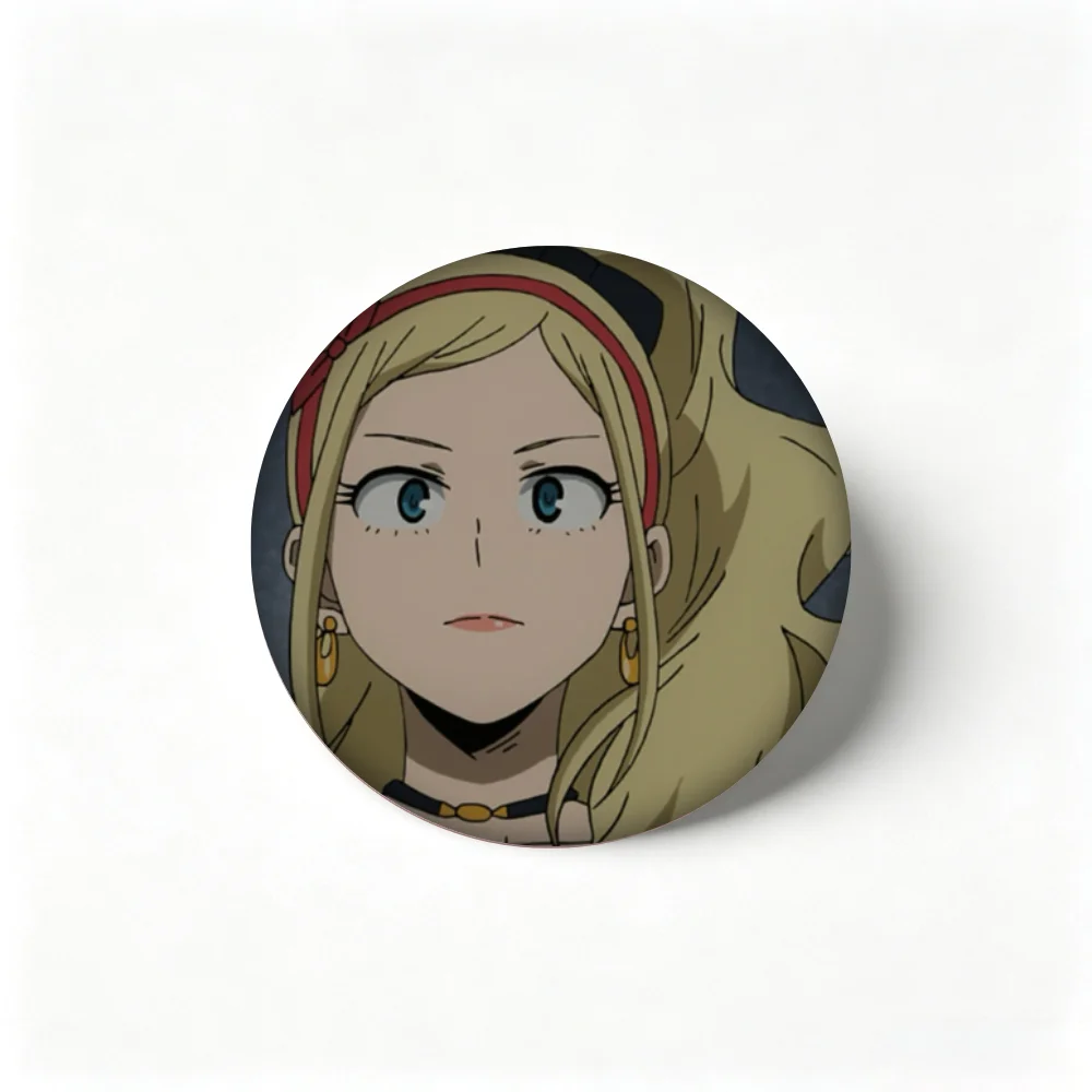 My Hero Academia Melissa Shield Brooch Anime Character Pin, Round Tin Badge Accessory for Backpack Decoration Gift