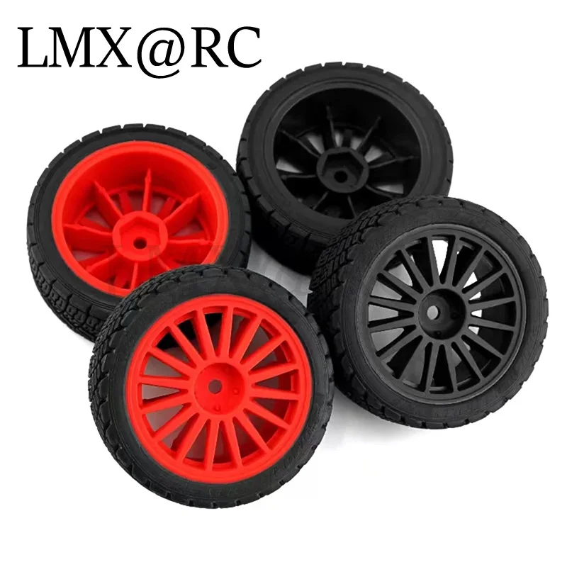 LMX RC 4 قطعة 67 مللي متر عجلة بلاستيكية المطاط الإطارات ل 1/10 RC سيارة رالي على الطريق TAMIYA TT01 TT02 XV01 XV02 كيوشو FW06 HSP94123 HPI