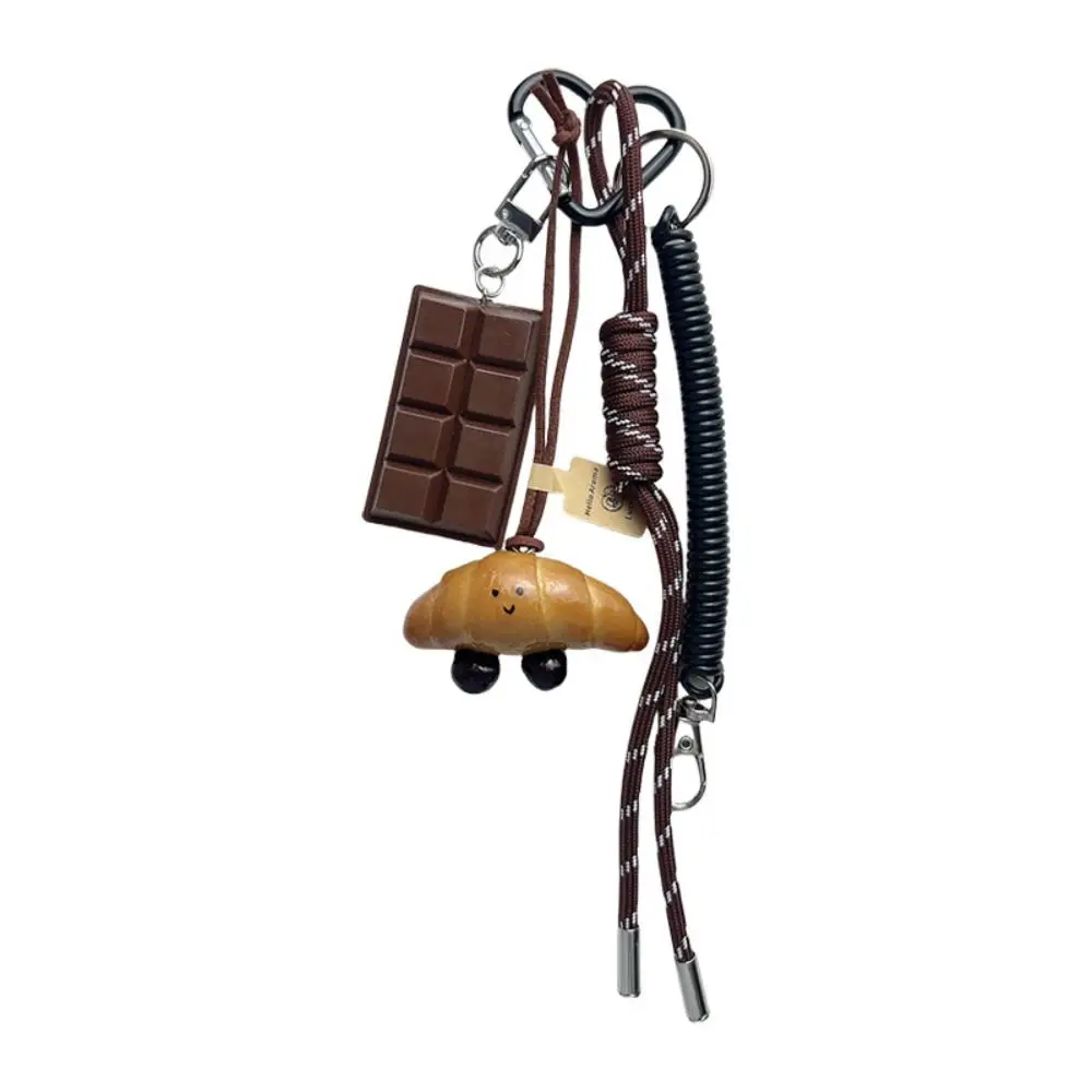 

Creative Bowknot Woven Rope Keychain Bagel Anti-lost Bread Keychain Polyester Chocolate Bag Decoration Woven