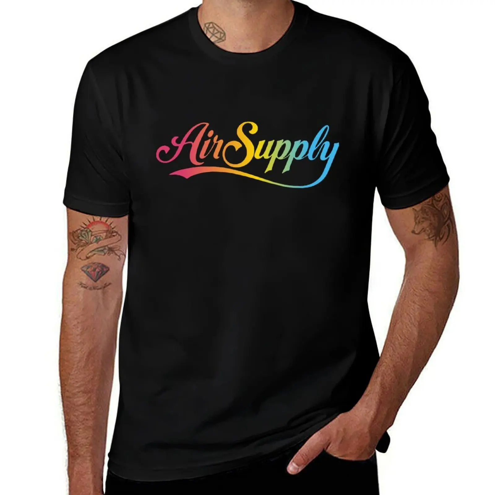 Logo Air Supply rainbow text Classic T-Shirt cotton t shirts man 100% essential t shirt funny t shirts cotton T-shirt