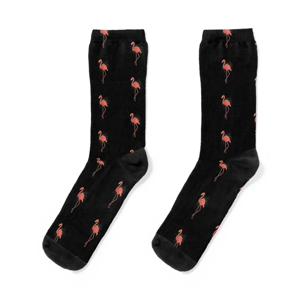 

Pink Flamingo Black Socks hiking cartoon Socks Women Men's