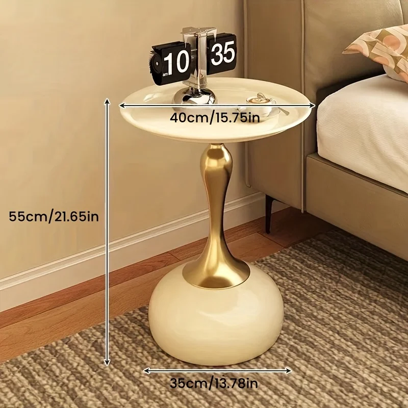 طاولة جانبية صغيرة على الطراز الإيطالي، طاولة جانبية فاخرة لغرفة المعيشة مع سطح رخامي وقاعدة ذهبية، طاولة نهاية حديثة للأريكة #4