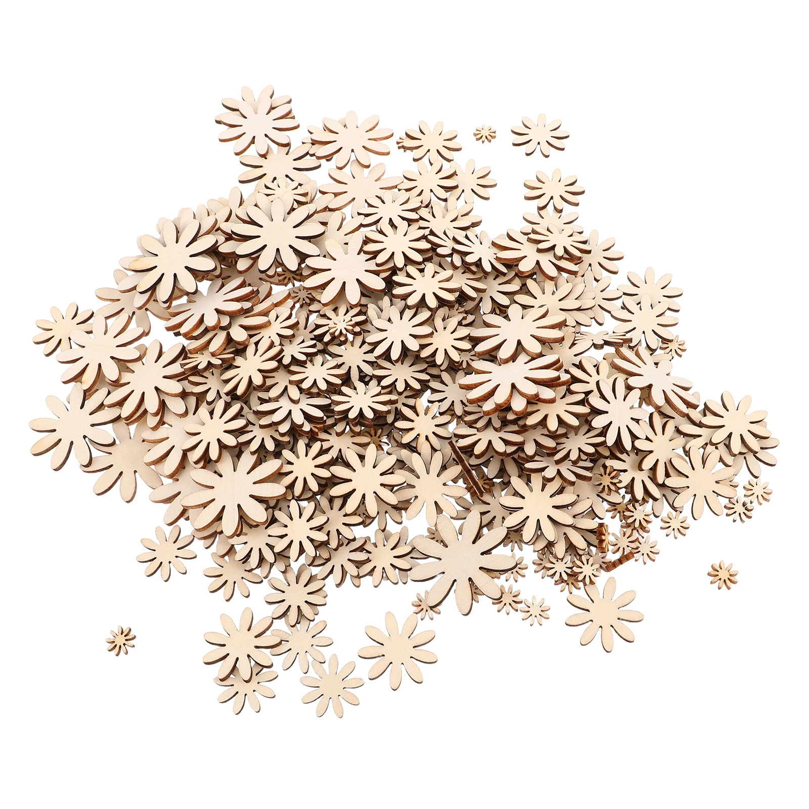 

350pcs Wooden Flowers Craft Supplies Unfinished Wood Flower Cutouts DIY Floral Slices Kids Creative Activity Parent Child