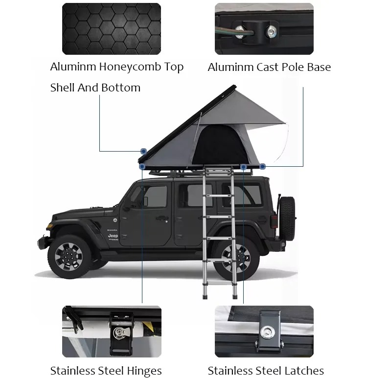 Outdoor self-driving tour car pickup truck SUV fully automatic triangular aluminum alloy double-person vehicle-mounted tent