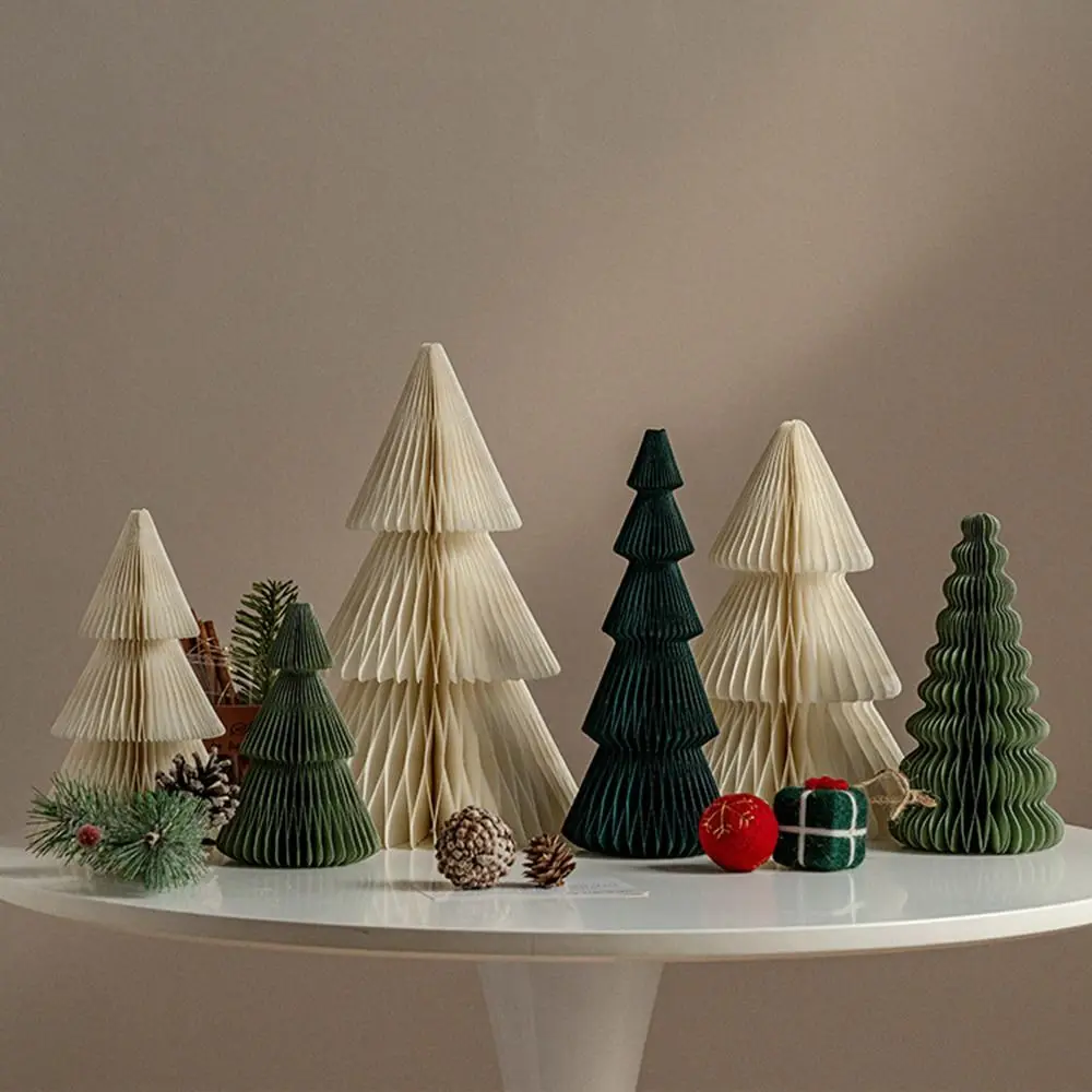 15/20/25/30cm Origami Christmas Tree Ornament Atmosphere Decoration Santa Claus Mini Christmas Tree Scene Props