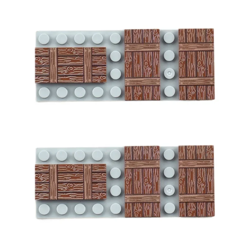 MOC 10 STKS 87079 Gedrukt Houten Houten Boomhut Board Patroon Bouwstenen Huis Graan Doos Krat Met Strepen Bakstenen Speelgoed Geschenken
