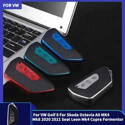 TPU Car Key Cover Case Shell Holder for VW Golf 8 for Skoda Octavia A8 MK4 Mk8 2020 2021 Seat Leon Mk4 Cupra Formentor Keychain