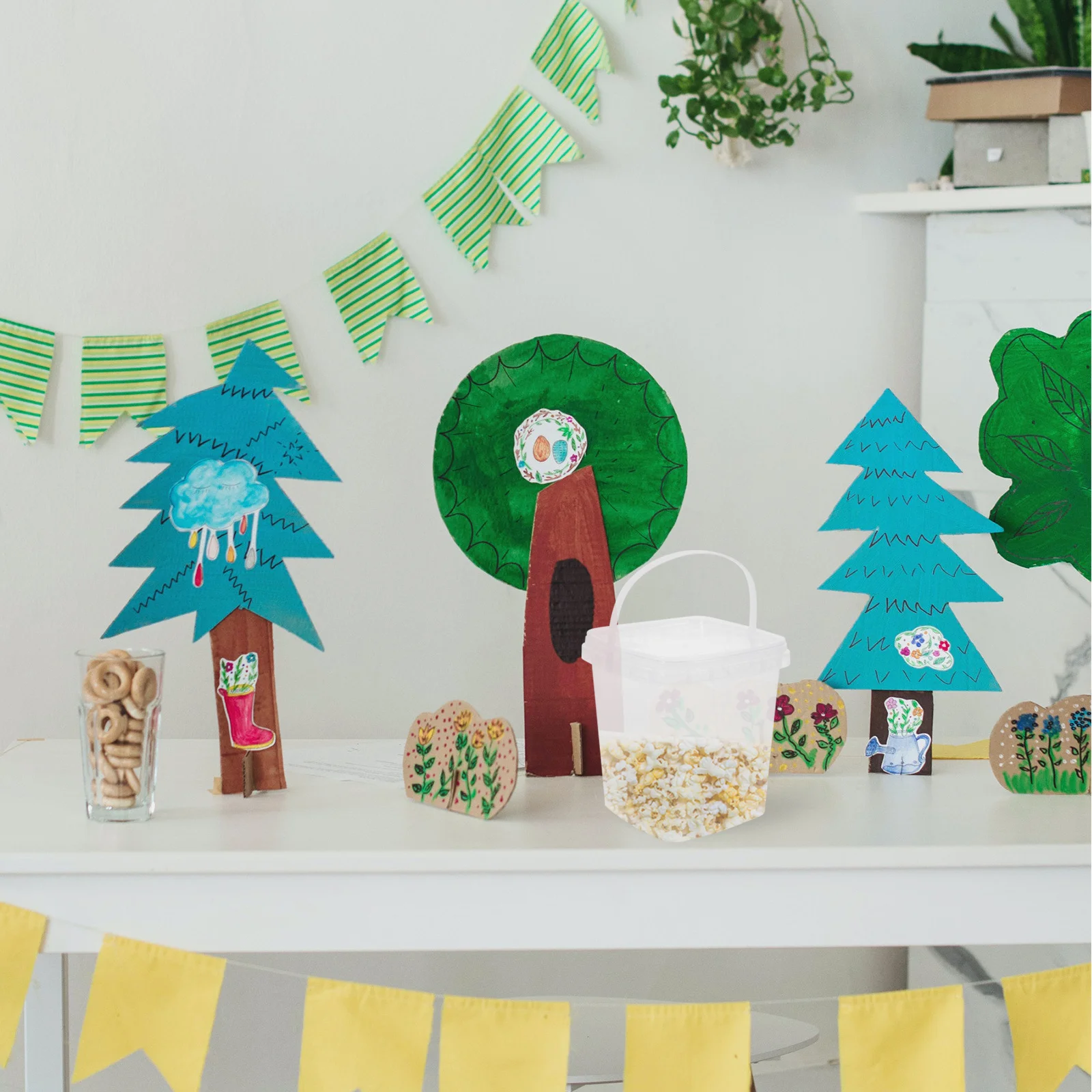 

6pcs Clear Cookie Bucket 1L For Ice Cream Milk Tea Popcorn Fruit Yogurt Storage Party Snacks Container Kitchen Bar Supplies