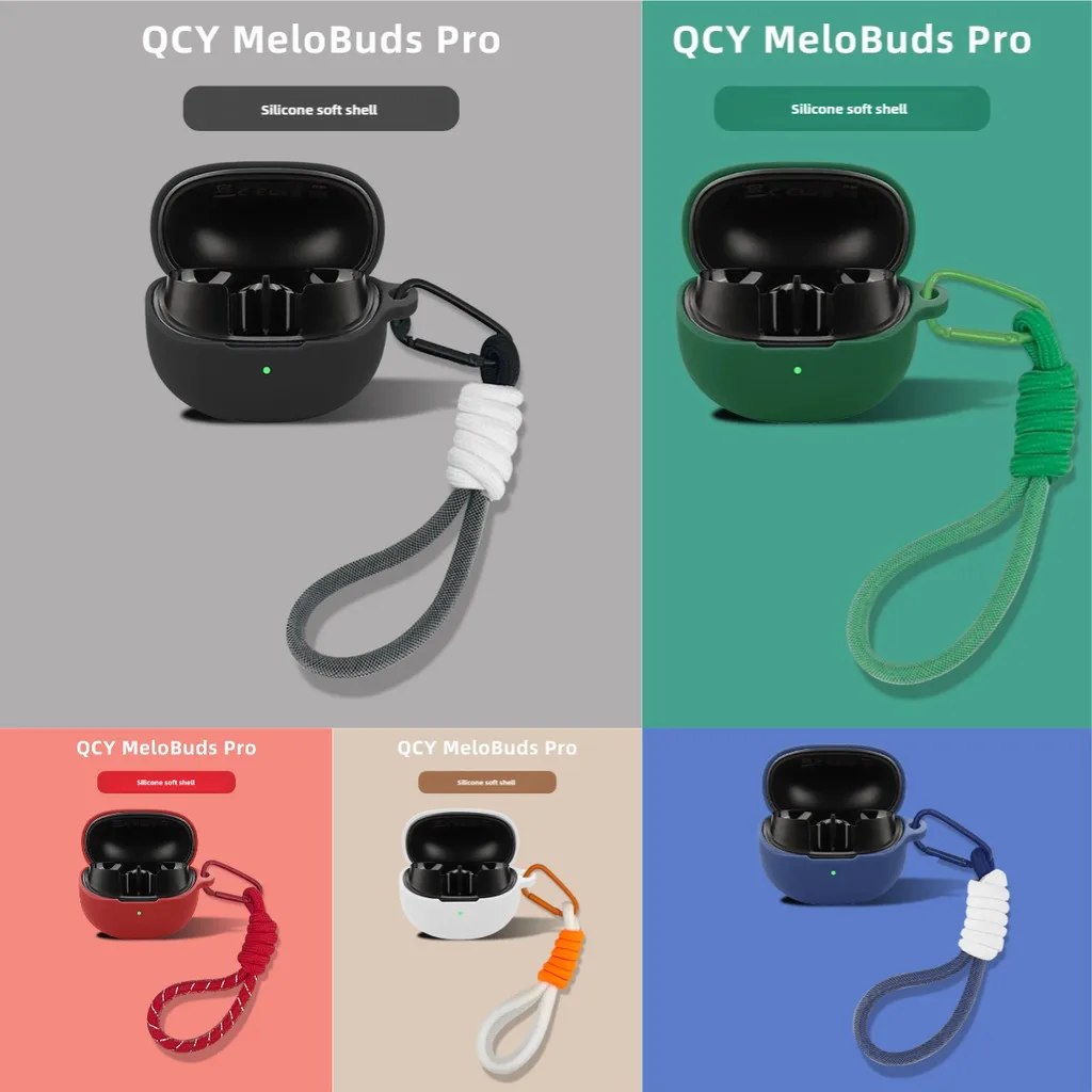 for QCY MeloBuds Pro Case HT08A Protective Nylon Lanyard Soft Cover Shells Anti Dust Sleeve Hand Rope Strap Accessories