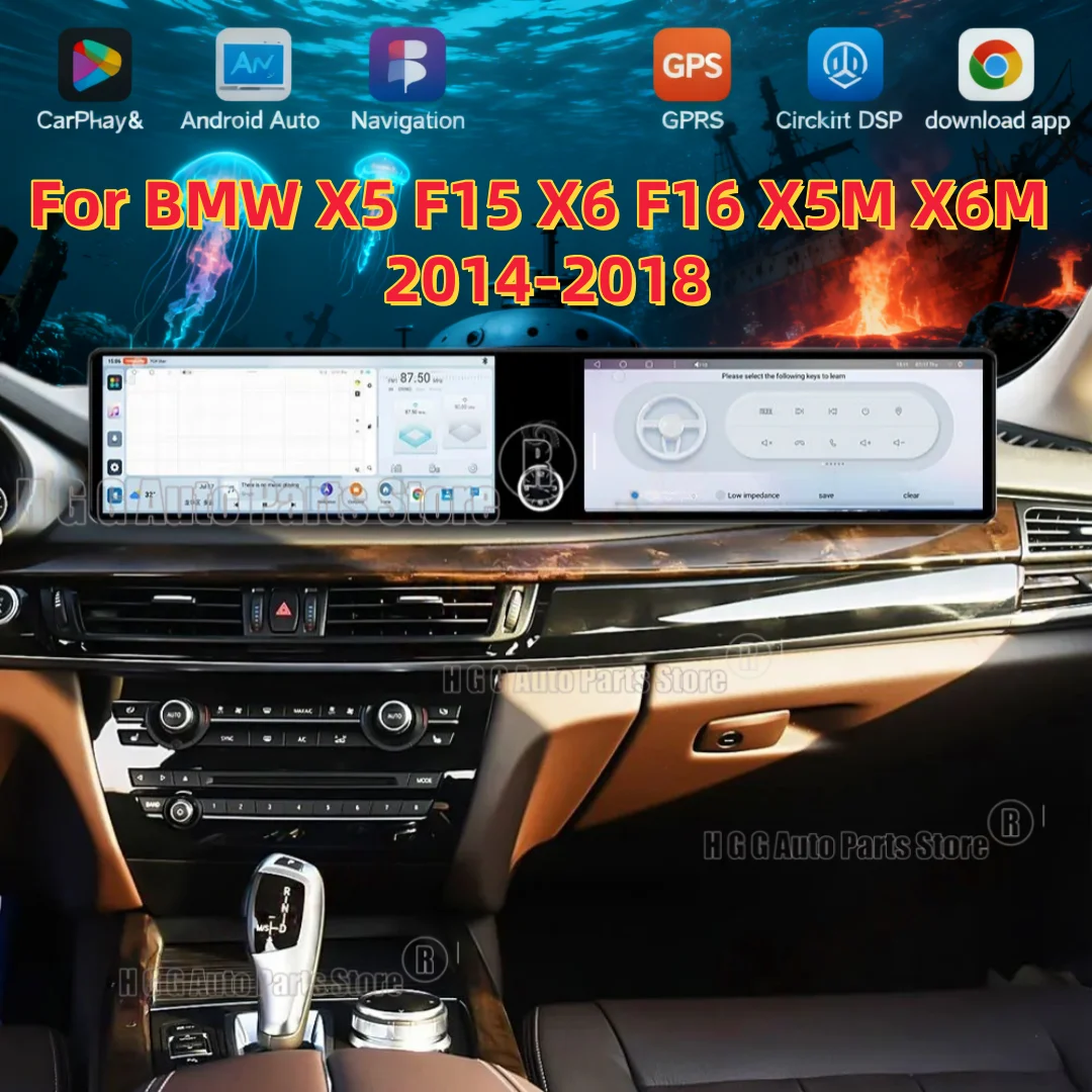 

25 Inch Dual Screen For BMW X5 F15 X6 F16 X5M X6M 2014-2018 Android 14 Car Multimedia Player Carplay GPS Navigation Head Unit
