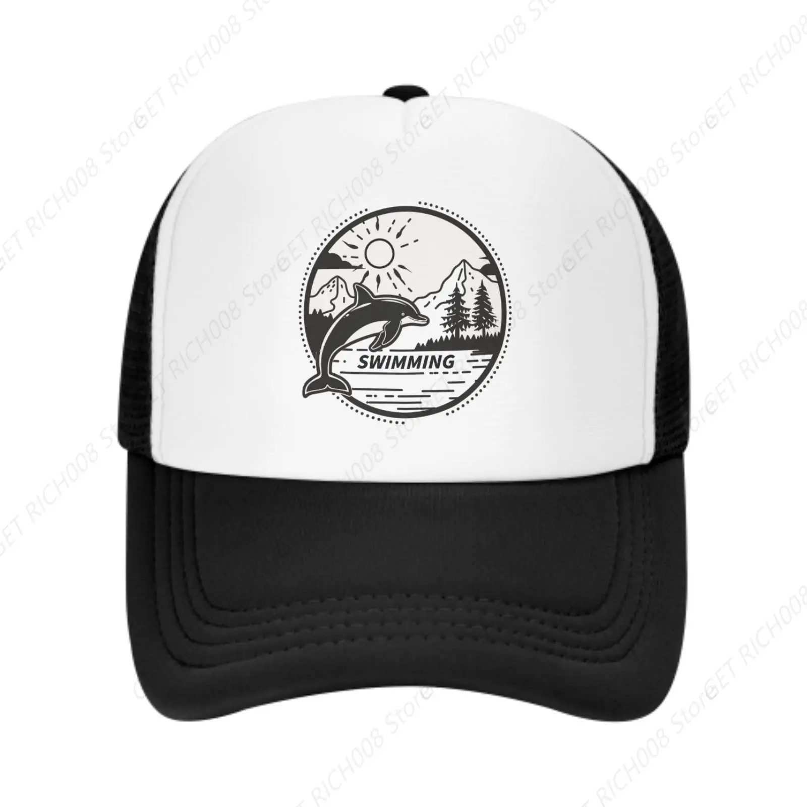 

Dolphin And Nature Lovers Summer Stay Cool Stylish Adjustable Breathable Mesh Ponytail Hat Pirnt One Size