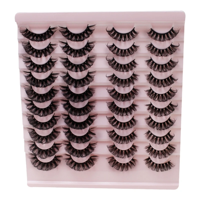 ปลอมขนตารัสเซีย Strip Lashes D-Curly Natural Fluffy-Lashes Wispy ขนตาปลอม 3D ผล Faux Mink Lashes 20 คู่