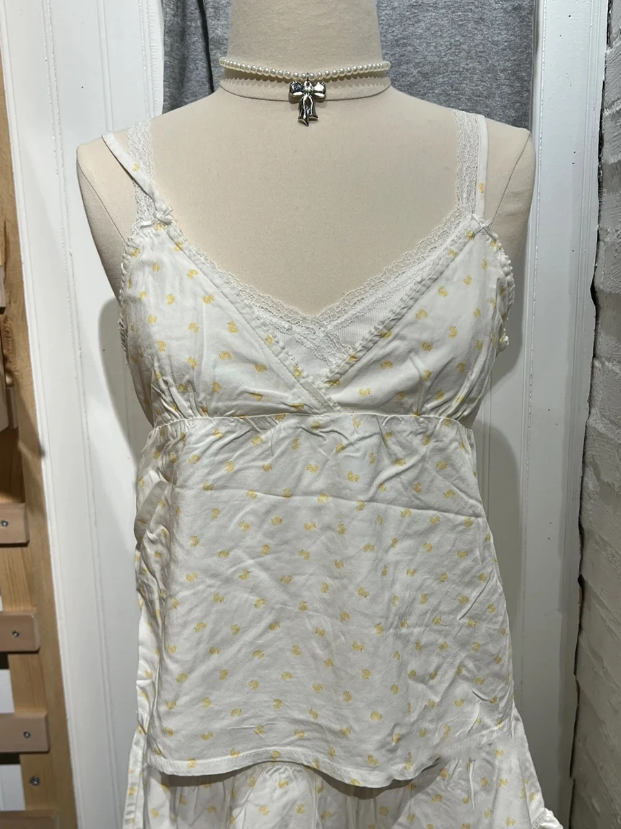 

Майка Little Yellow Duck Two Bows Женская кружевная отделка со складками и v-образным вырезом на спине, летние милые милые укороченные топы без рукавов Y2k