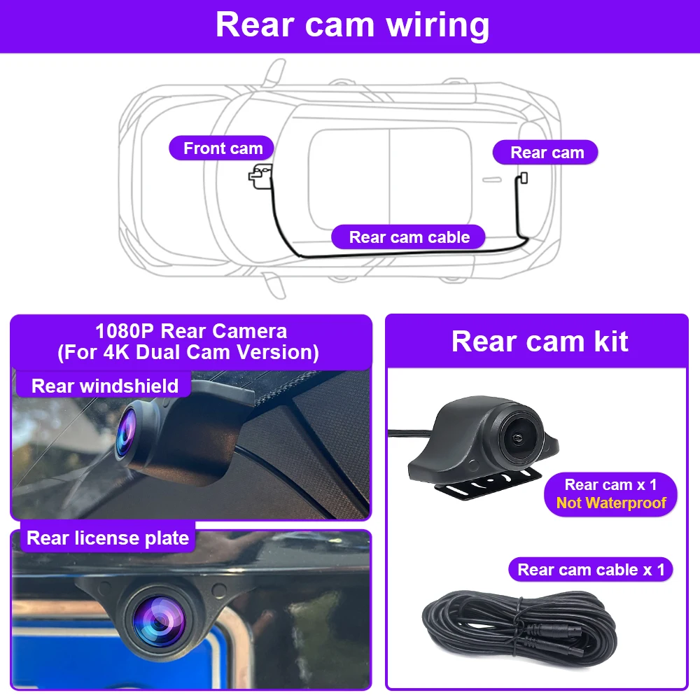UHD 4K 2160P Easy Installation Car DVR Video Recorder For Toyota Camry 70 V70 XV70 SE XLE Hybrid 2018-2023 Dash Cam for Camry