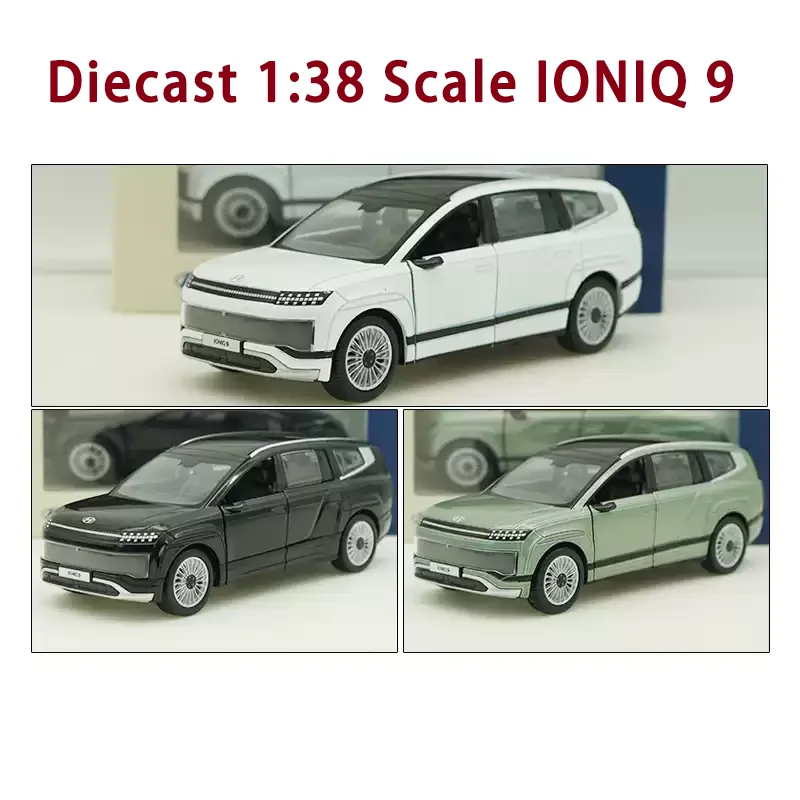 Diecast 1:38 Scale IONIQ 9 Alloy Pull Back Car Model Adult Boy Hobby Collection Souvenir Gift Display Decoration