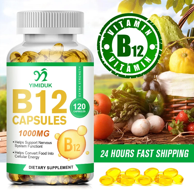 Vitamin B12 Capsule 1000 Mcg Methyl B12 with Organic Spirulina Supports Healthy Mood, Energy, Heart & Eye Health