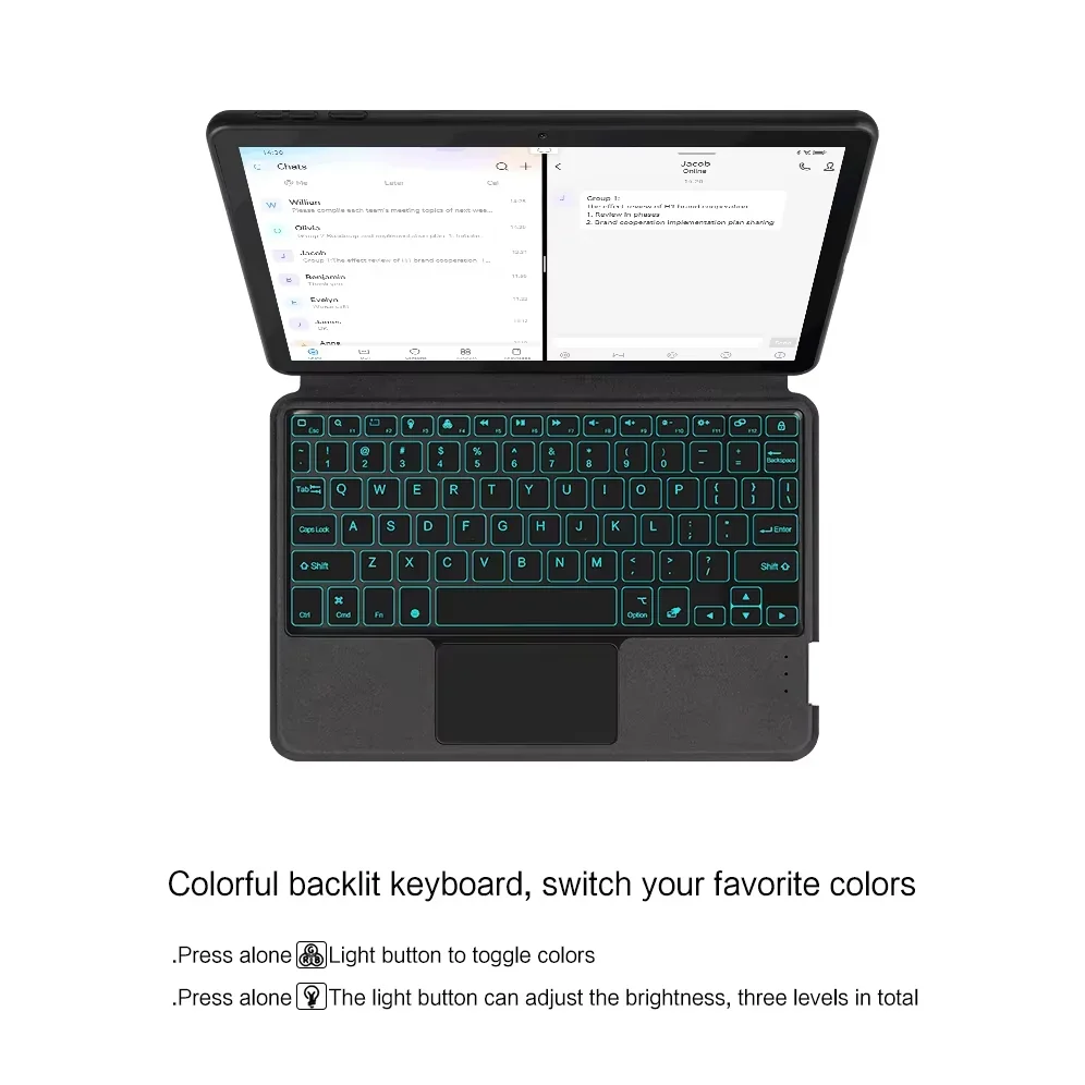 Case With Backlight Keyboard For Samsung Galaxy Tab 12.4'',For Samsung Tab A9 Plus/A11 Plus/S11 11Inch,For S9 FE/S10 Lite 10.9''