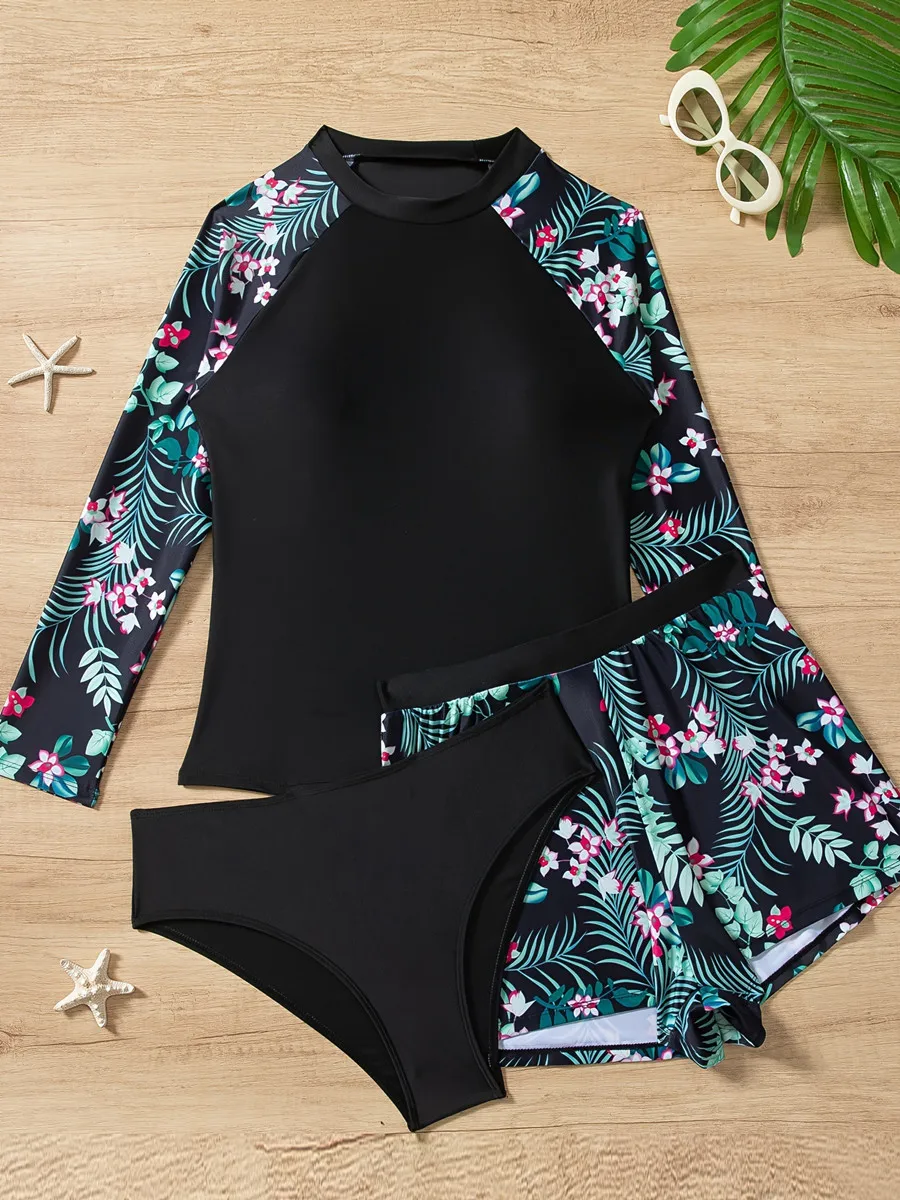 

Рашгарды женские купальники 2026 купальники с длинными рукавами серфинг двухсекционный купальник пляжная одежда купальные костюмы с шортами монокини