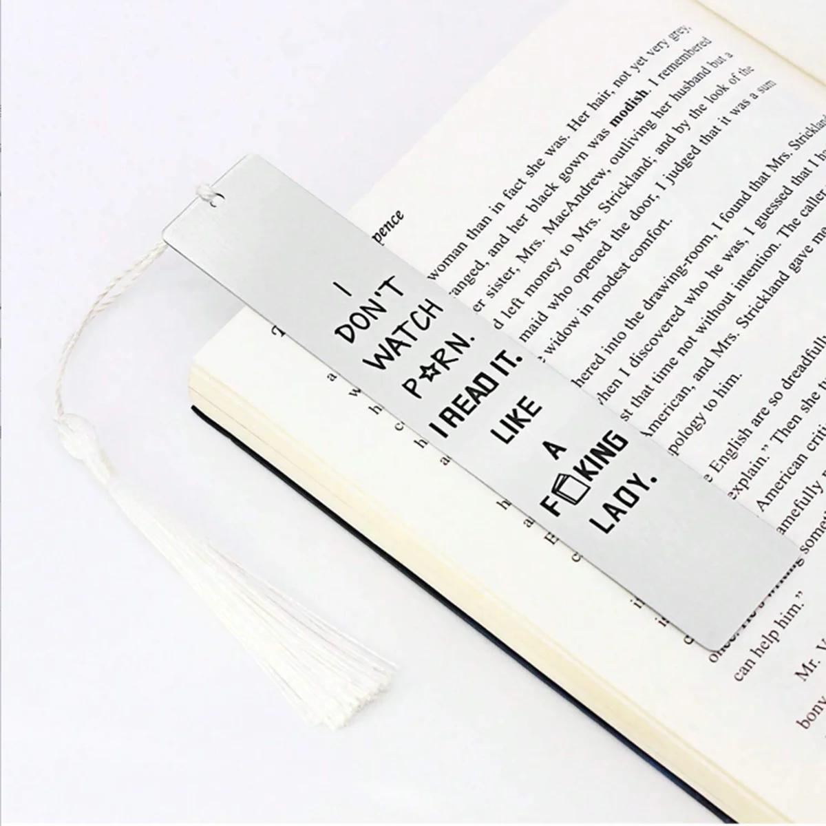 

1 pc Silver Painting Metal Stainless Bookmark With Tassel For Book Club Reader Writers Book Lovers Students Story