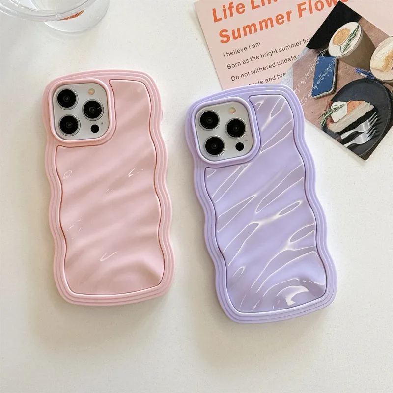 2 in 1 gewellte Handy hülle für iPhone 15 14 13 12 11 Pro Max Silikon schwere stoß feste Schutz bonbons niedliche Abdeckung
