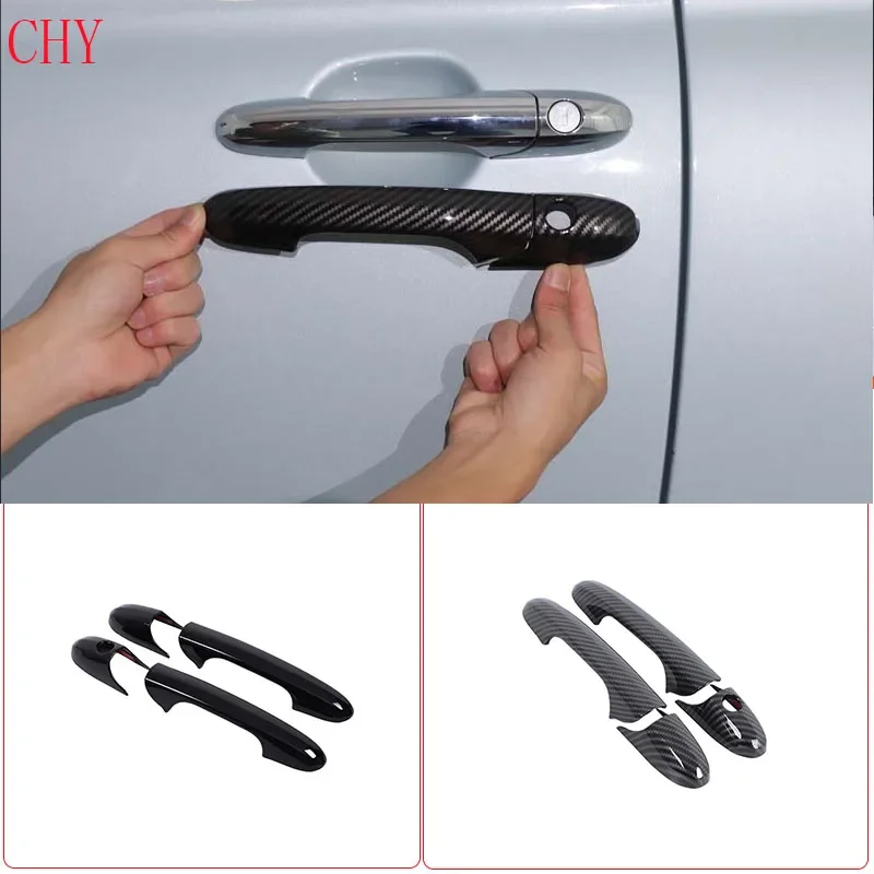 ABS Carbon Fiber For Fiat 500 2007-2025+Car styling Car Exterior Handle Decorative Cover Sticker Car Protection Accessories 4Pcs
