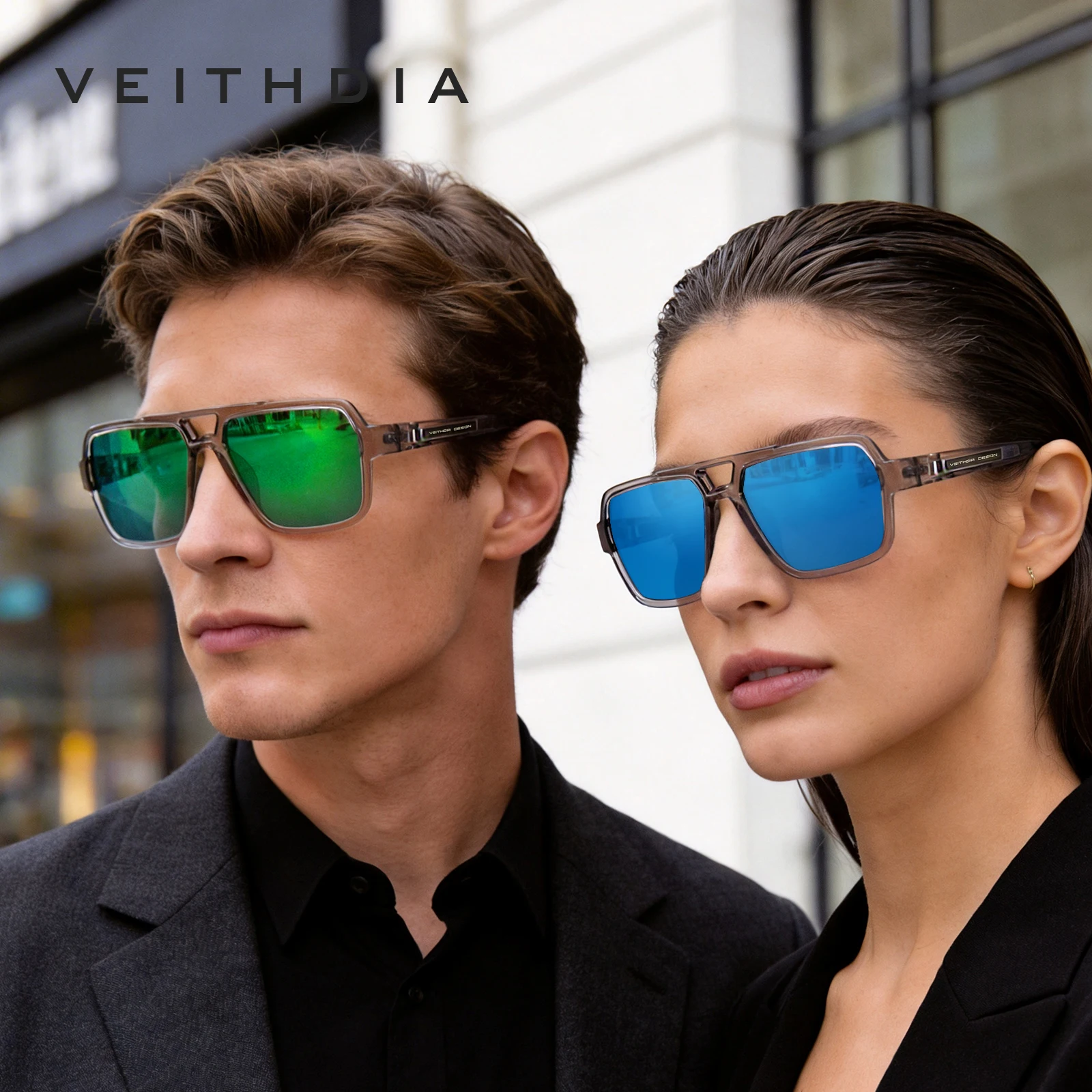 VEITHDIA New Arrival Square Sunglasses TR90 Frame Glasses Photochromic Polarized UV400 Mirror Lens Eyeglasses For Men Women 7920