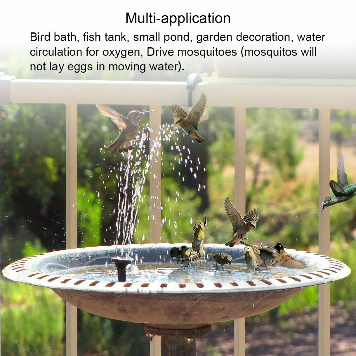 

Floating Solar Fountain Pump Submersible 200L/H 60cm Max Height Pond Bird Bath Garden Decoration Solar Powered Waterfall Display