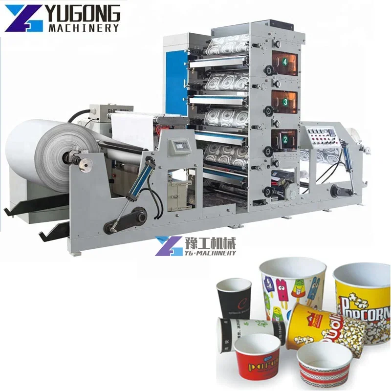 4 6 Color High Quality Coffee Paper Cup Fan Paper Cup Flexo Printing Label Roll Paper Printing Machine for Hot Cold Drink Cups