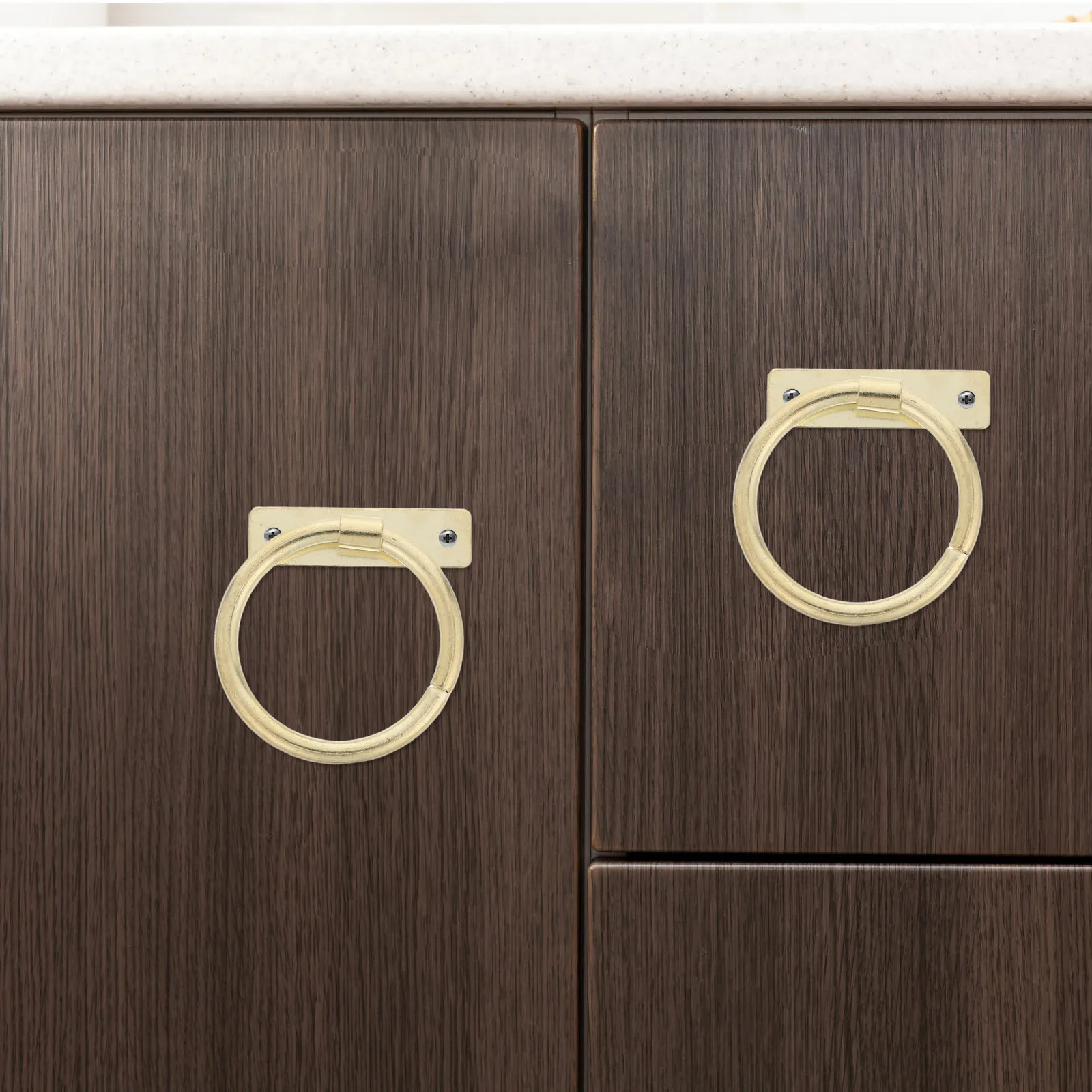 10Pcs Cabinet Drawer Ring Pull Handles Modern Minimalist Matte Finish Smooth Grip Round Door Knocker for Kitchen Wardrobe
