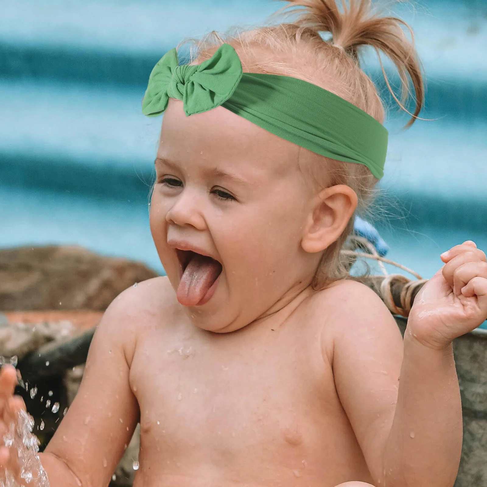 

8pcs Bowknot Headbands Elastic Hair Bands Girls Turban Knot Headwear Newborn Toddler Accessories 8 Colors Red Yellow Green