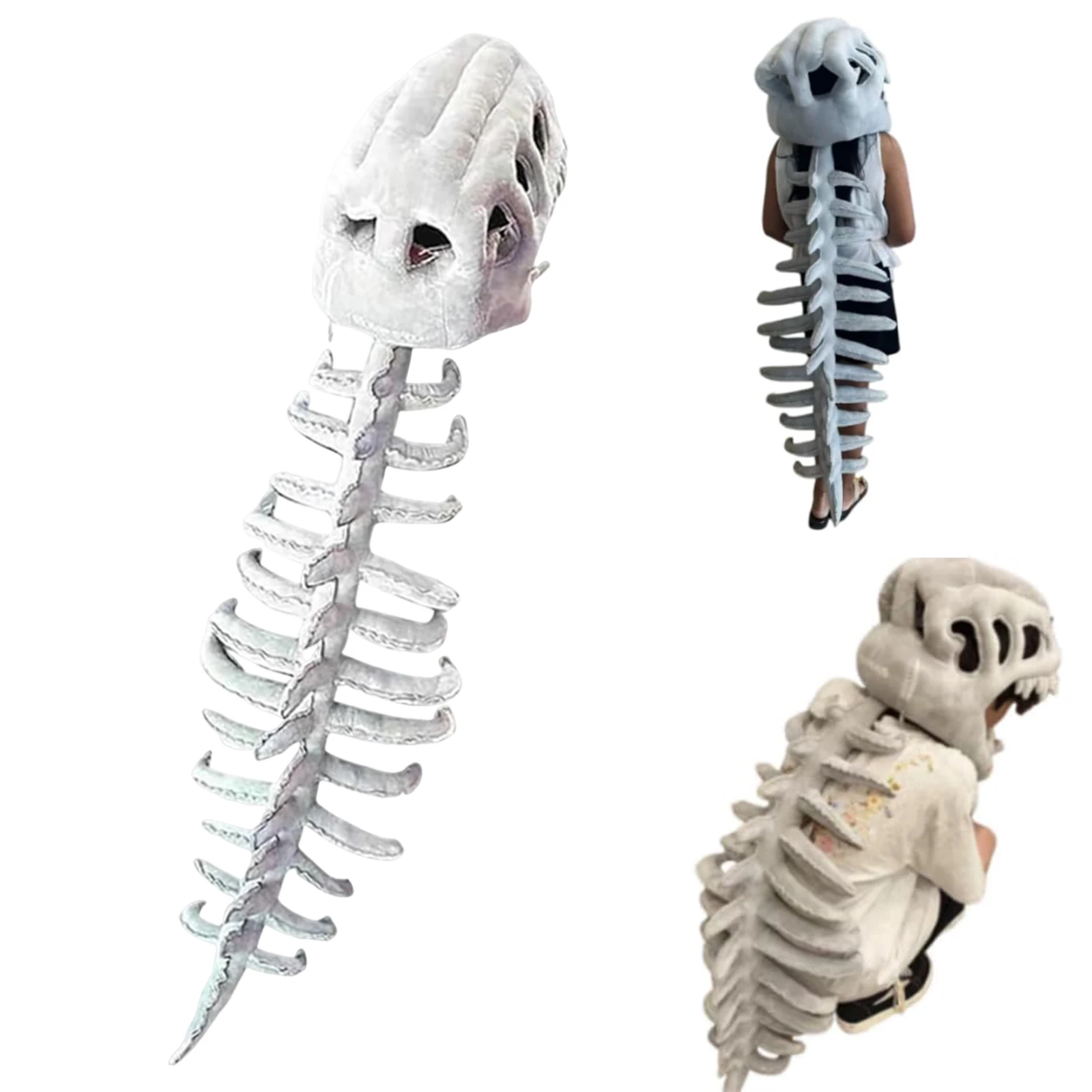 3D Realistic Dinosaur Skull Headgear Easily Assemble & Detach Dinosaur Cosplay Props with Spine Attachment for Themed Parties