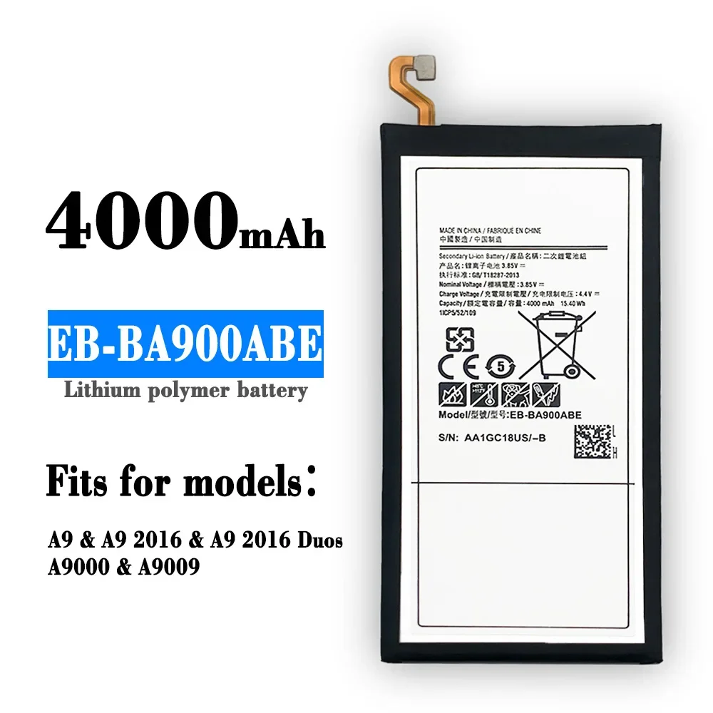 Phone Battery EB-BA900ABE For Samsung Galaxy A9 A9000 2016 Version A9009 Authentic Replacement Battery 4000mAh Battery