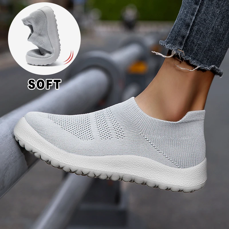 Women Flats Fashion Walking Nurse Shoes Slip on Flat Shoes Lightweight Sneakers Women Loafers Soft Plus Size Shoes Female