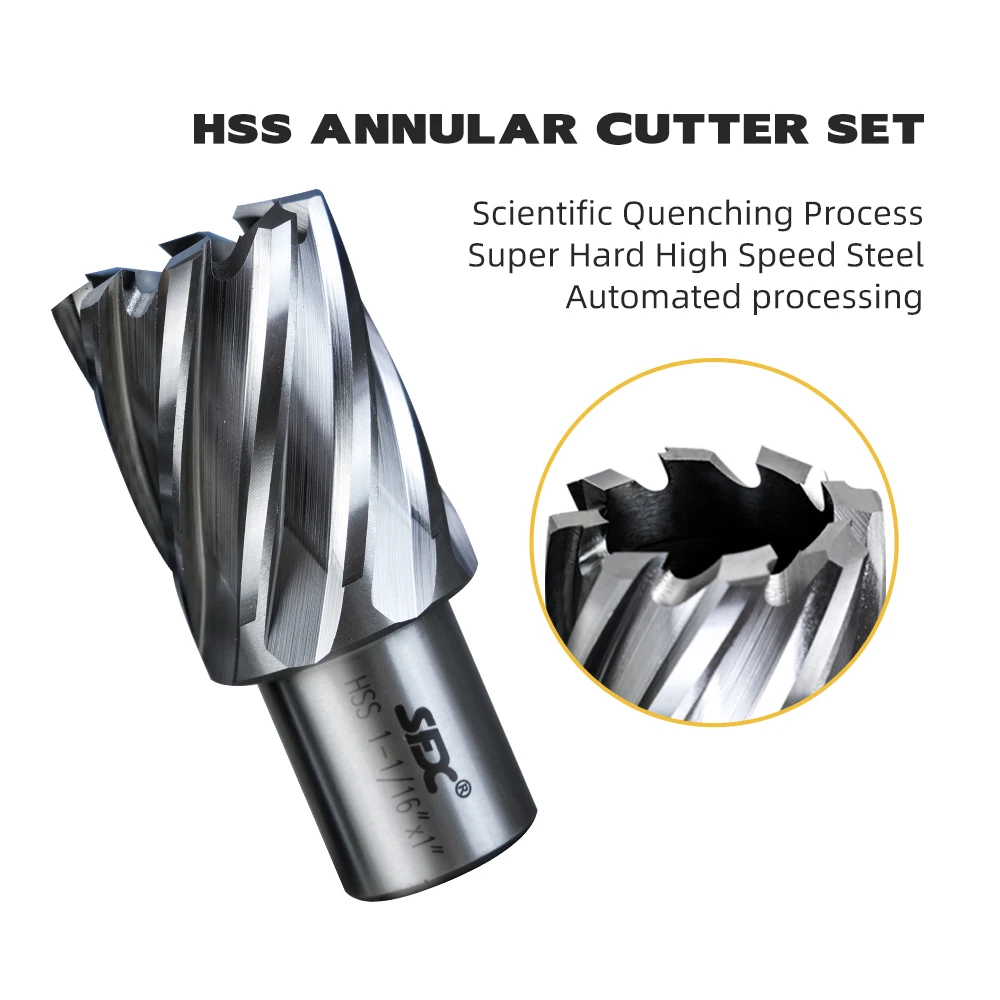 1 "7 Buah Set Pemotong Annular HSS 3/4" Bor Magnet Batang dengan PIN 9/16 "Hingga 1-1/16"