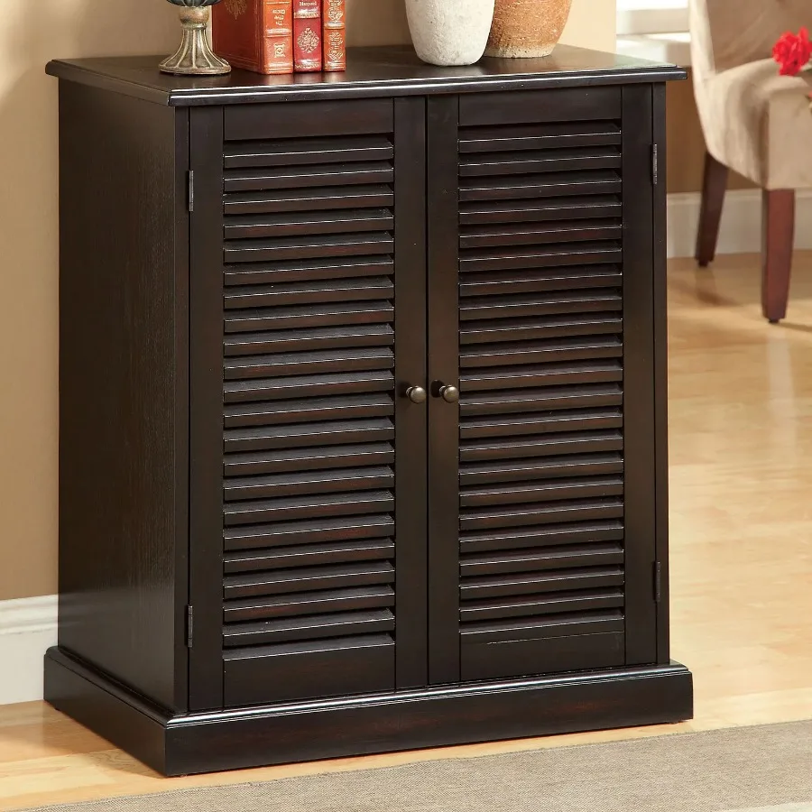 

Modern Transitional Design 1pc Shoe Cabinet Espresso Finish Adjustable Shelves Louver Design Doors Home Furniture Shoe Rack